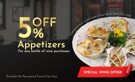 Get 5% discount on Starter when using any vegetarian wine